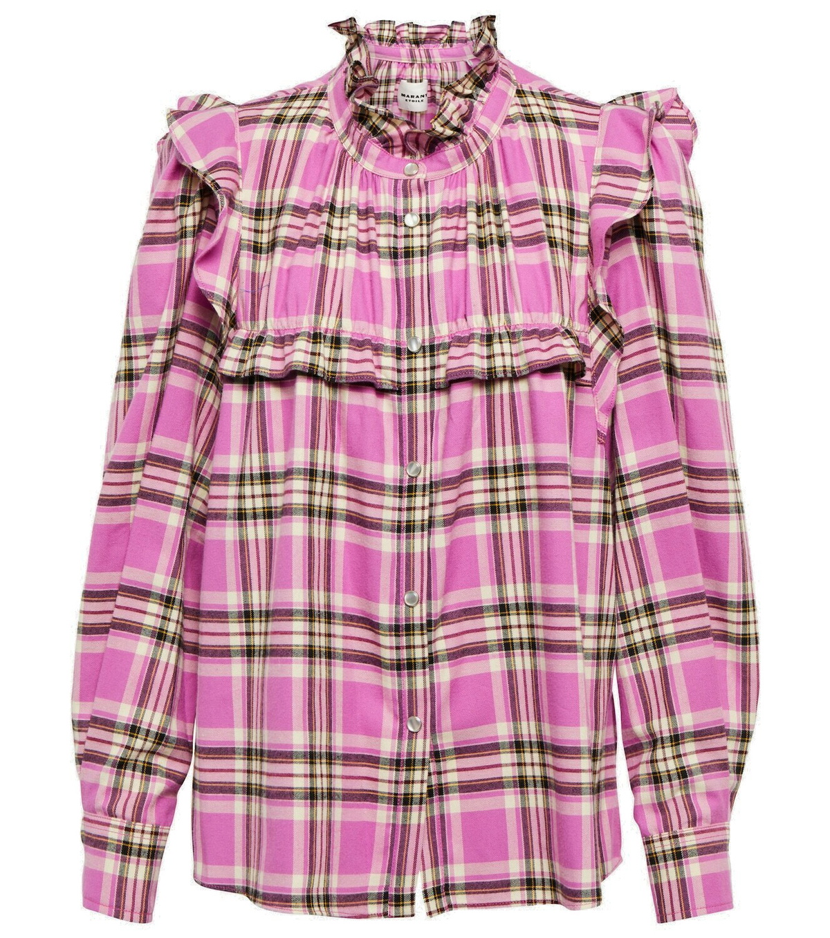 0401~ETOILE Cotton-voile BETHANY Shirt in Tartan-check Motif main image 1