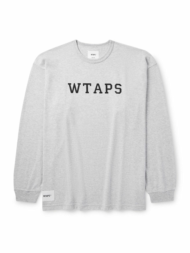Photo: WTAPS - Oversized Logo-Print Cotton-Blend Jersey T-Shirt - Gray