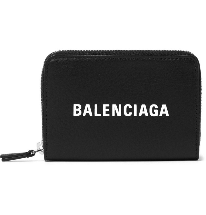 Photo: Balenciaga - Logo-Print Textured-Leather Zip-Around Wallet - Men - Black