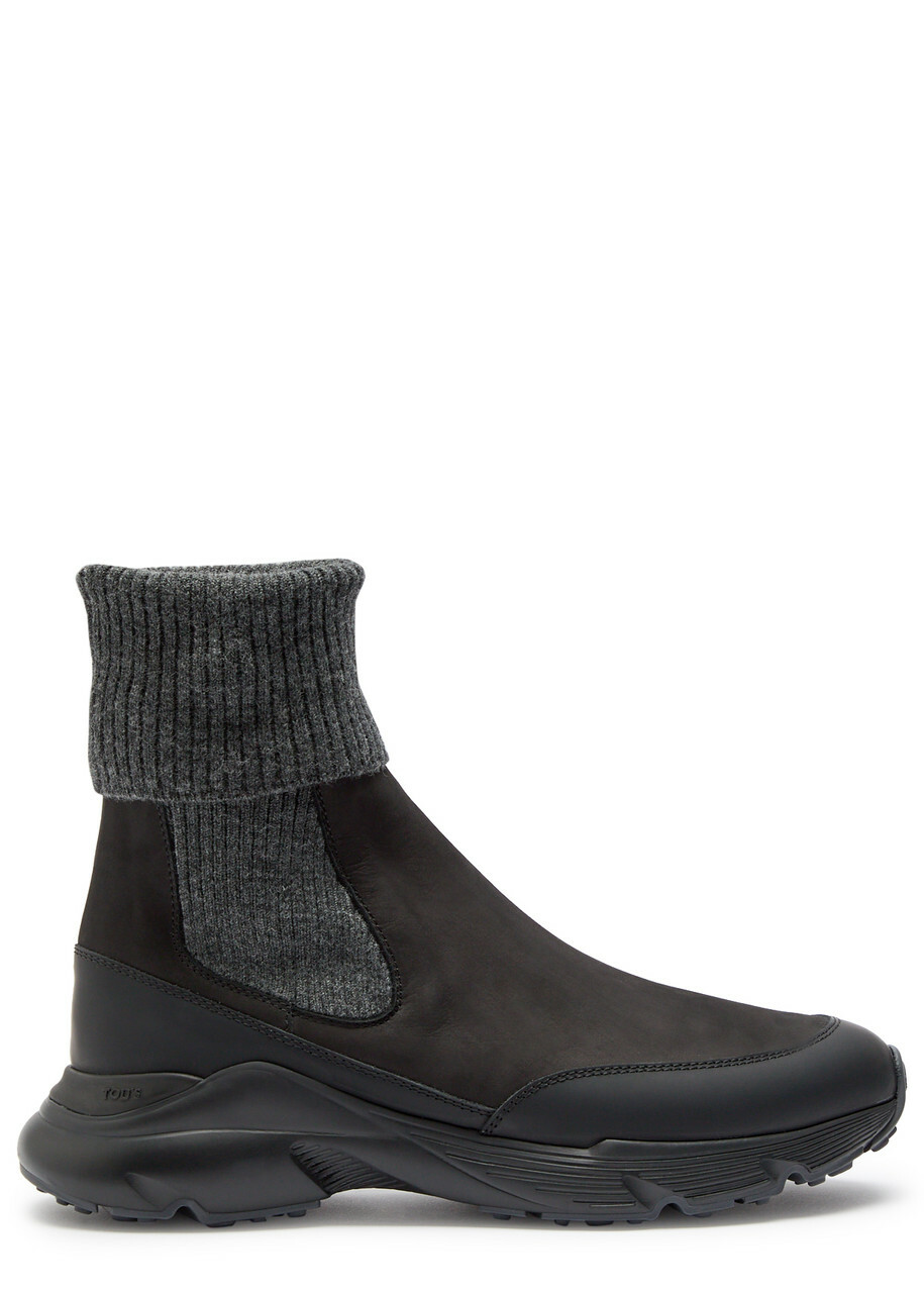 Tods Sport Run Nubuck Ankle Boots Black Grey