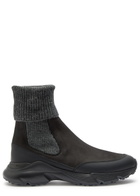 Tods Sport Run Nubuck Ankle Boots Black Grey