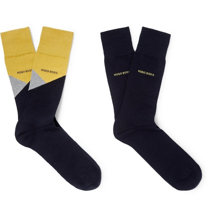 Photo: Hugo Boss - Two-Pack Stretch Cotton-Blend Socks - Navy