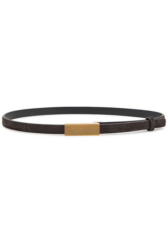 Photo: Khaite Empire Suede Belt Dark Brown