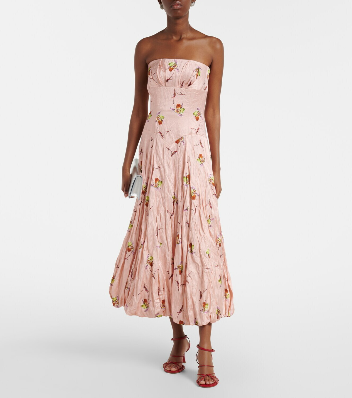 Emilia Wickstead Kaia floral satin bustier dress