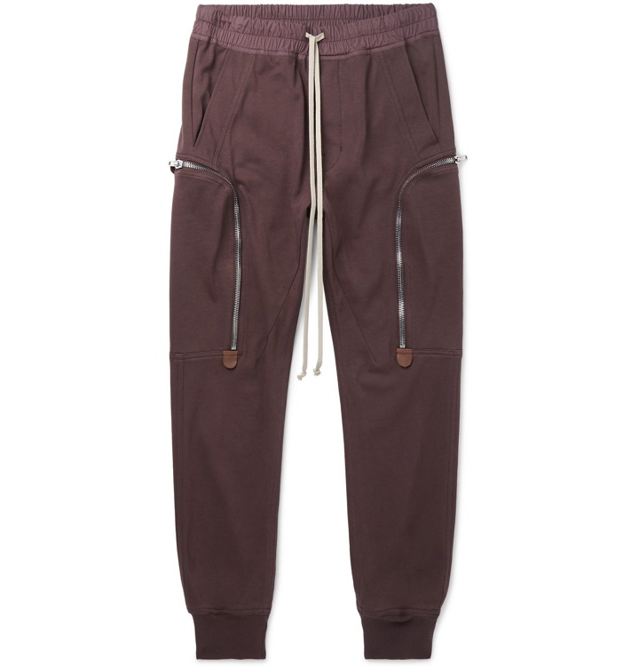 Photo: Rick Owens - Slim-Fit Tapered Cotton-Jersey Track Pants - Burgundy