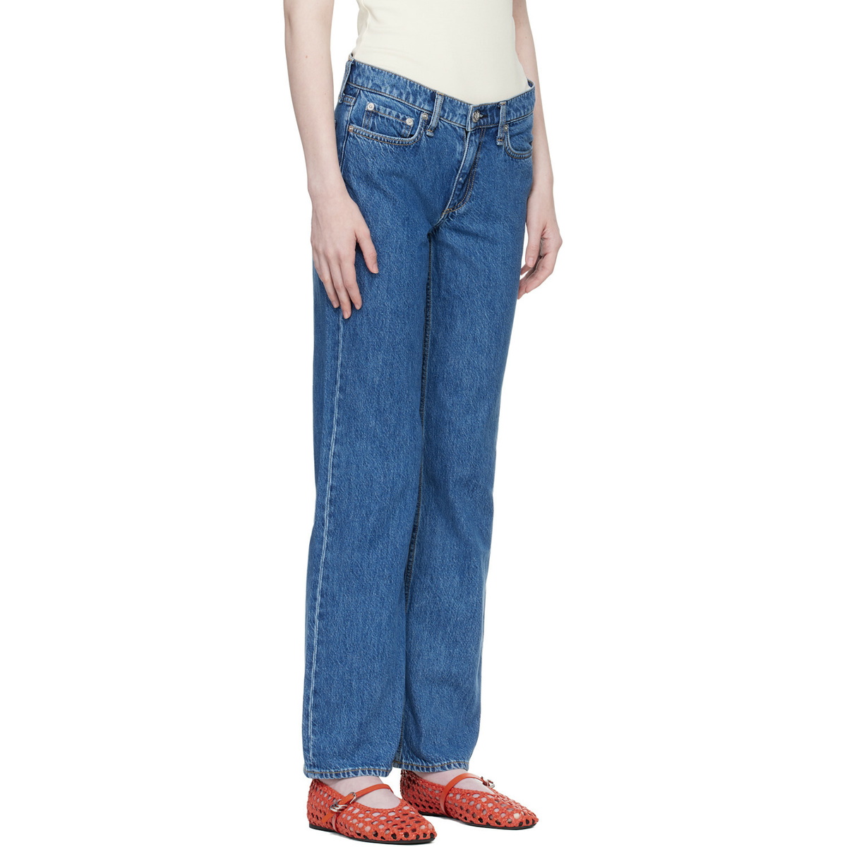 rag & bone Blue Harlow Full Straight Jeans