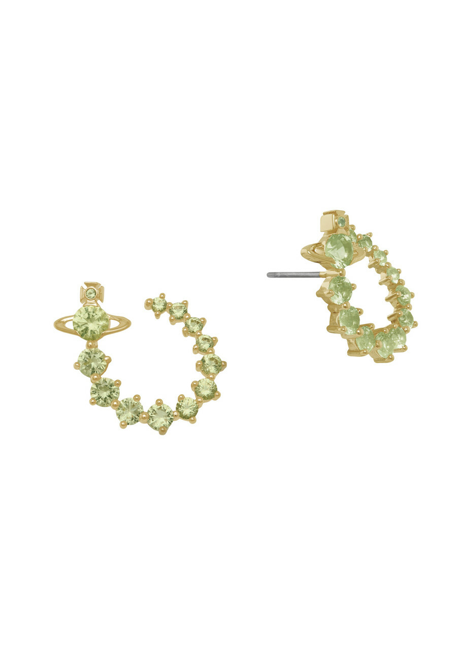Vivienne Westwood Lydia Embellished orb Hoop Earrings - Green - One Size