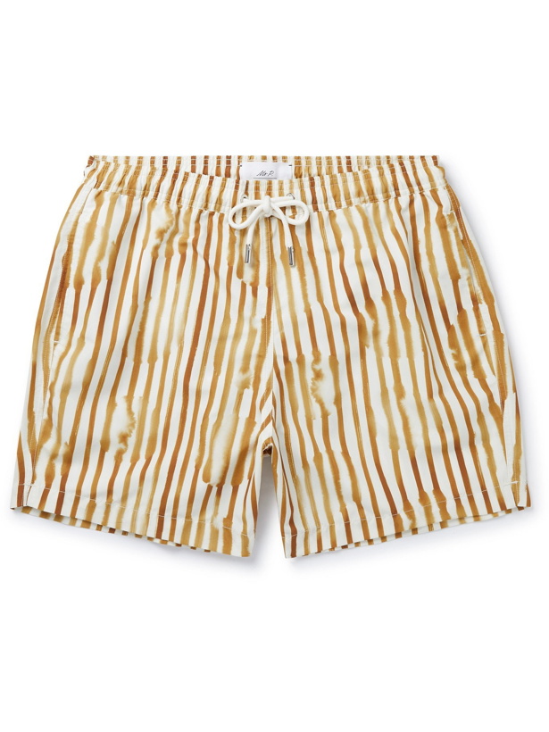 Photo: MR P. - Mid-Length Striped Swim Shorts - Yellow - XL