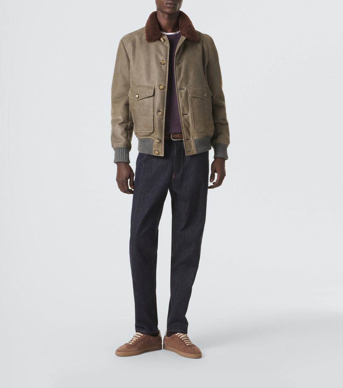 Brunello Cucinelli Shearling-lined leather blouson jacket