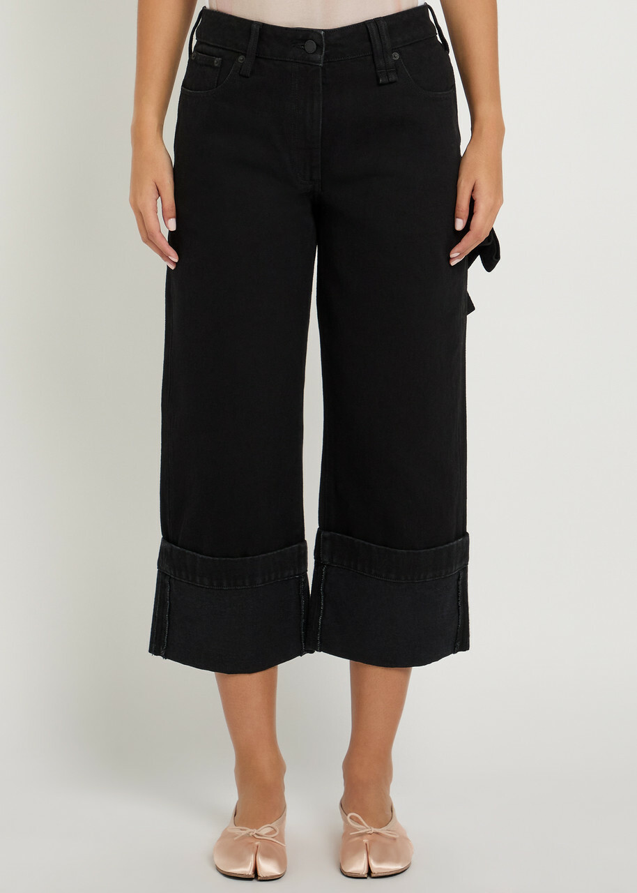 Simone Rocha Turn-up Straight-leg Cropped Jeans Black