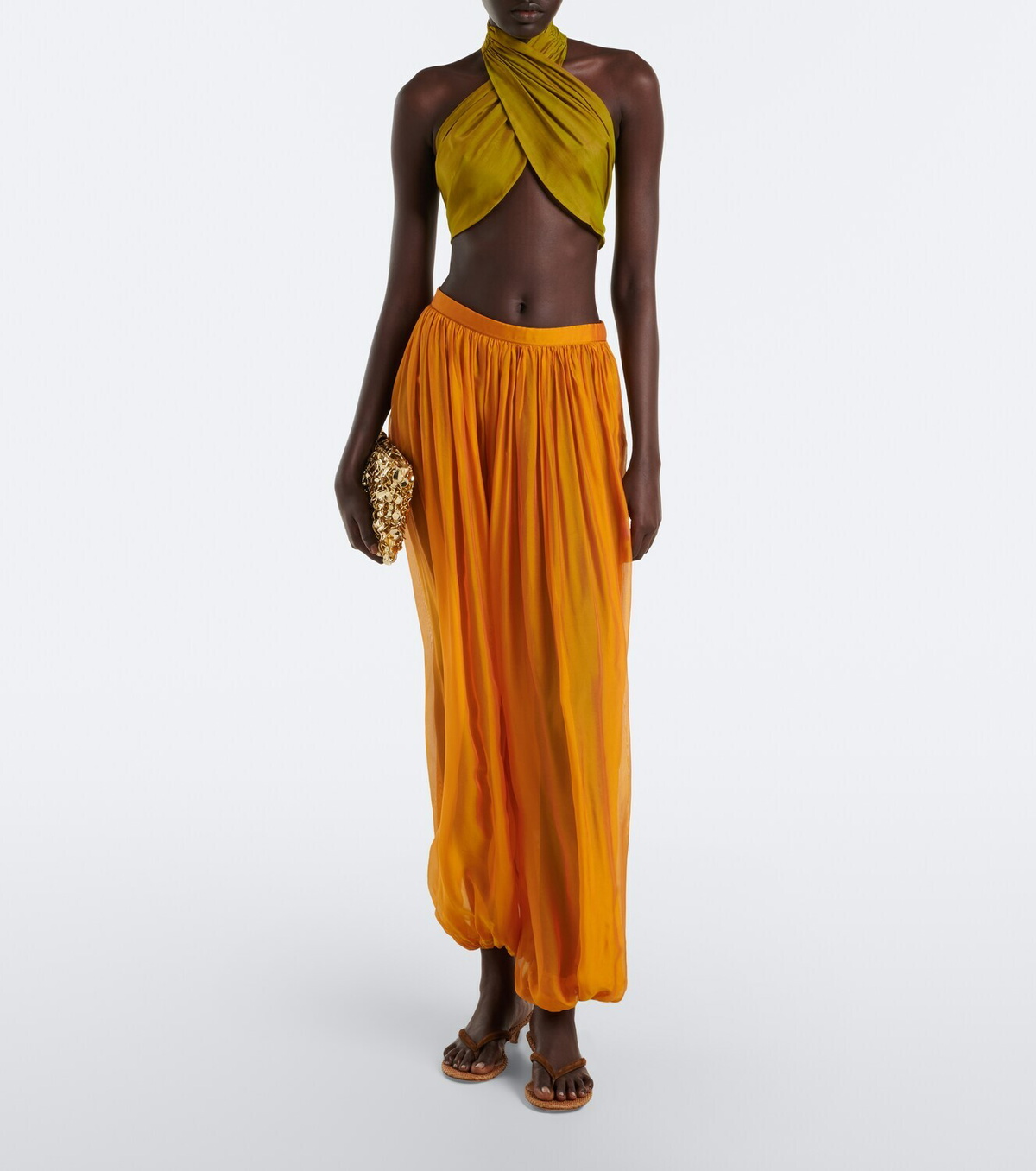 Retrofête Fable halterneck chiffon crop top