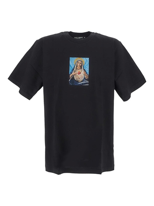 Photo: Dolce & Gabbana Strass Embellished Virgin Print T Shirt