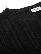 SAINT LAURENT - Ribbed Linen and Silk-Blend T-Shirt - Black