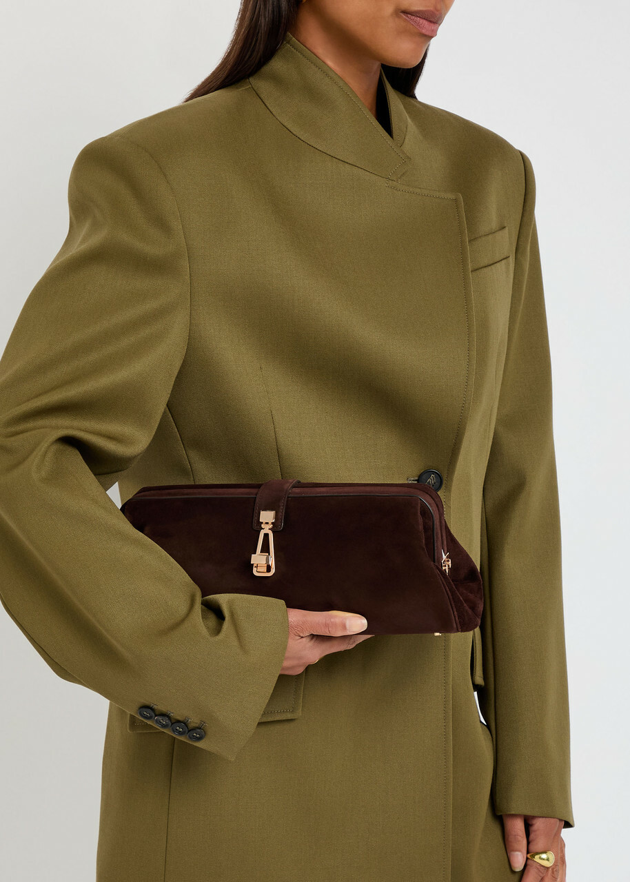 Gabriela Hearst Baguette Suede Clutch bag - Dark Brown - One Size