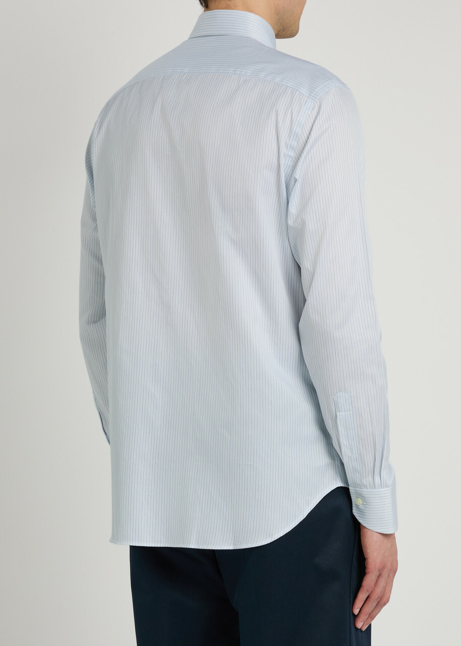 Canali Striped Cotton Shirt Blue