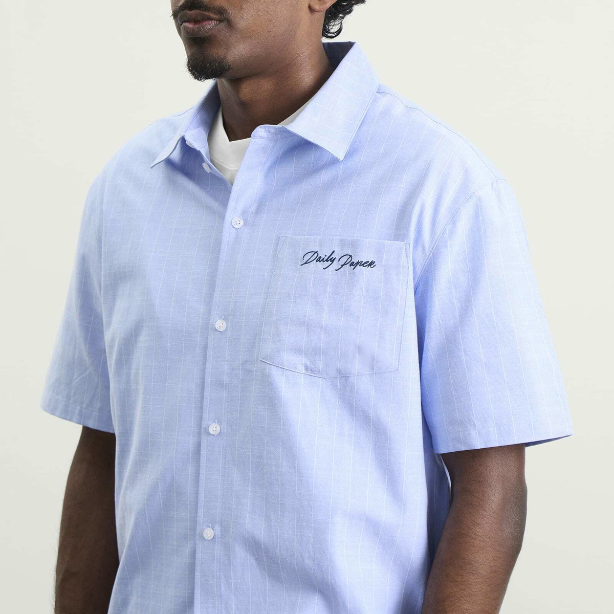 Daily Paper Men's Script Short Sleeve Shirt in Blue