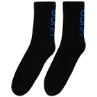 Hugo Two-Pack Black and White Rib Logo Socks