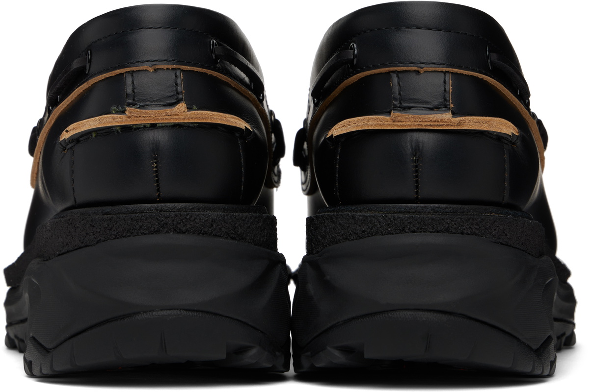 42 新品 25ss sacai Boat Shoes Black Leather Boat Shoes by sacai on Sale
