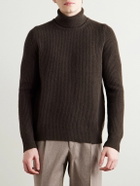 De Petrillo - Slim-Fit Ribbed Merino Wool and Cashmere-Blend Rollneck Sweater - Brown