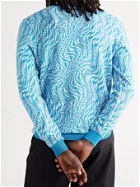FENDI - Perforated Logo-Jacquard Sweater - Blue