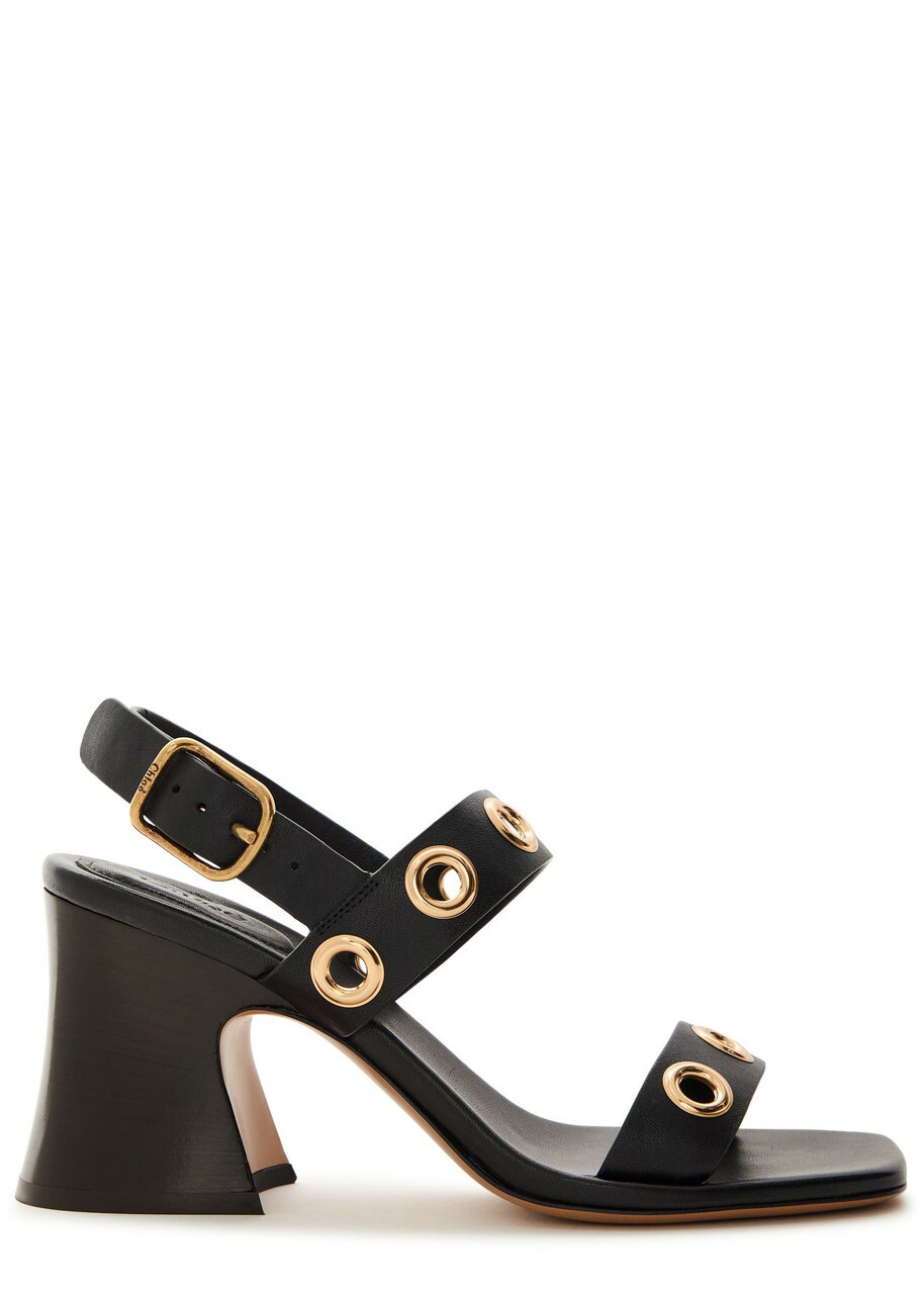 Chloe Janis 80 Eyelet-embellished Leather Sandals Black