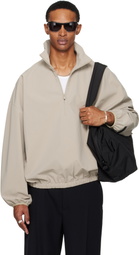 Fear of God ESSENTIALS Taupe Sporty Half-Zip Jacket
