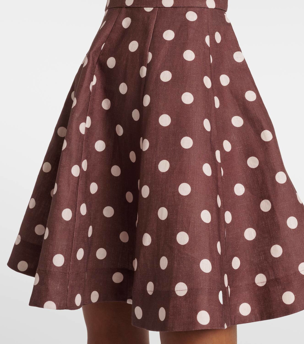 【Zimmermann 】Polka Dot リネン 茶色水玉 フレアドレス Zimmermann Acacia polka-dot linen minidress Zimmermann