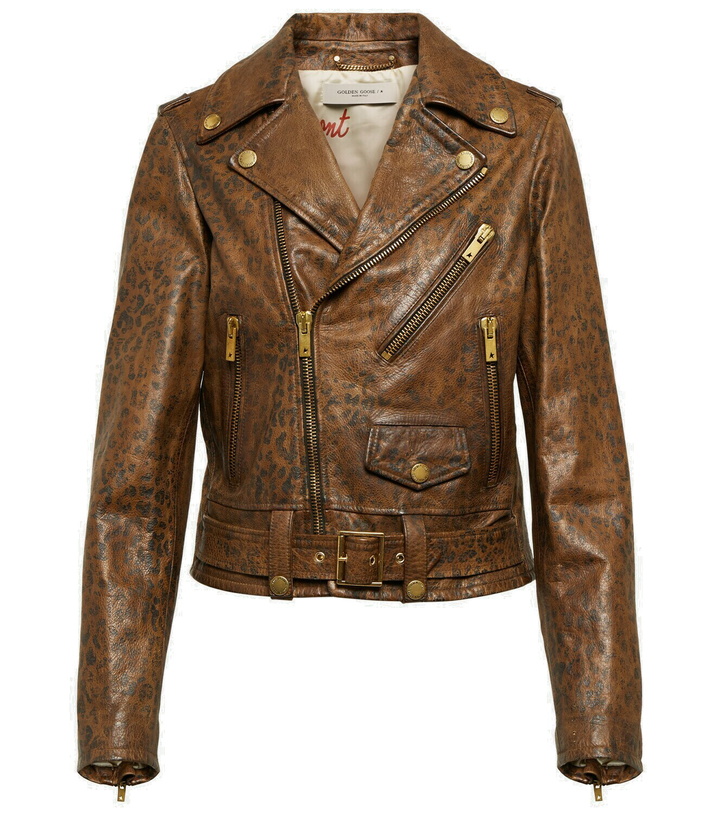 Photo: Golden Goose - Leopard-print leather biker jacket