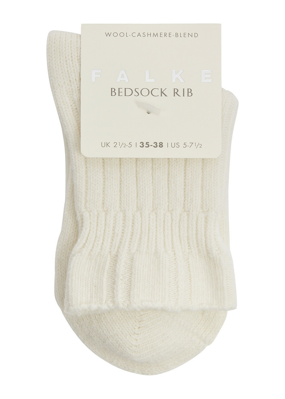 Falke Bedsock Rib Wool-blend Socks Off White