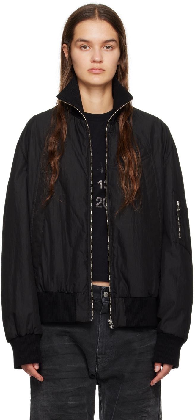 MM6 Maison Margiela Black Zip Denim Bomber Jacket MM6 Maison Margiela