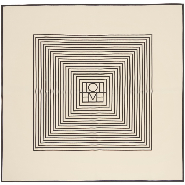 Photo: TOTEME Beige Centered Monogram Silk Scarf