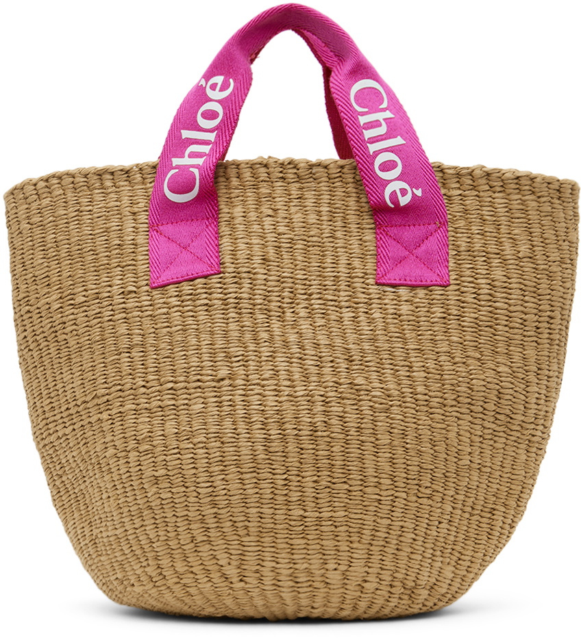 Chloé Kids Brown Mifuko Edition Raffia Tote Chloe