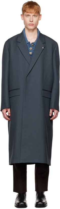 Photo: Jil Sander Blue Notched Coat