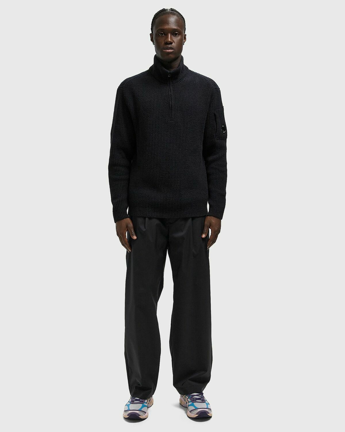 C.P. Company Fleece Knit Half Zip Sweater Black Mens Pullover C.P. C.P. Company Fleece Knit Half Zip Sweater Black Mens Pullover C.P.