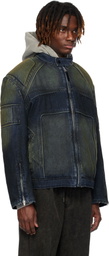Juun.J Blue & Green Rider Denim Jacket