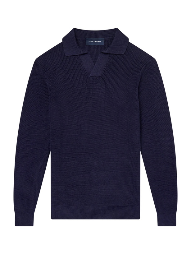 Photo: Thom Sweeney - Cotton Polo Sweater - Blue