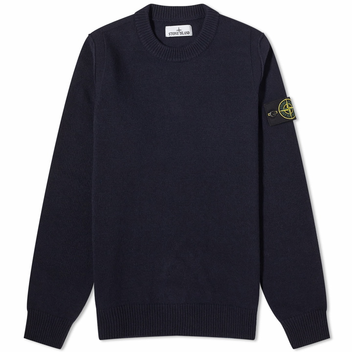 Photo: Stone Island Men's Reverse Seam Lambswool Crew Knit in Navy Blue