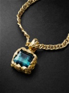 HEALERS FINE JEWELRY - Recycled Gold Tourmaline Indigolite Pendant Necklace