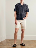 Mr P. - Camp-Collar Printed Linen and Cotton-Blend Shirt - Black