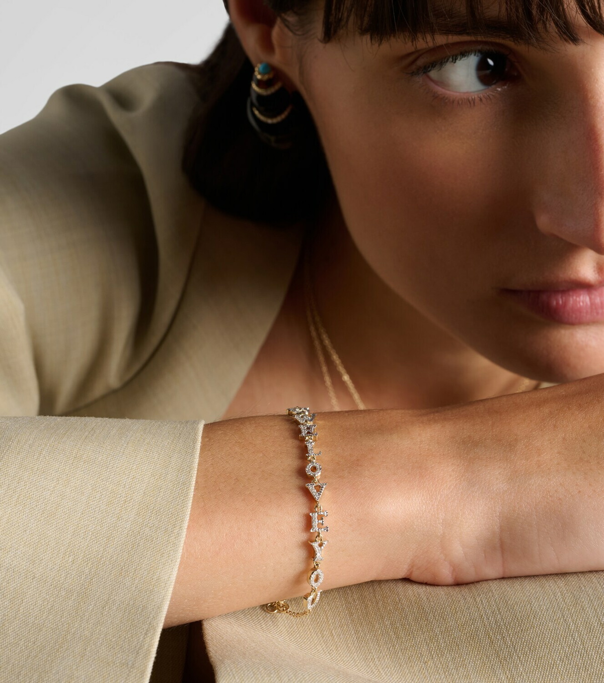 Yvonne Léon We Love You 9kt gold chain bracelet with diamonds