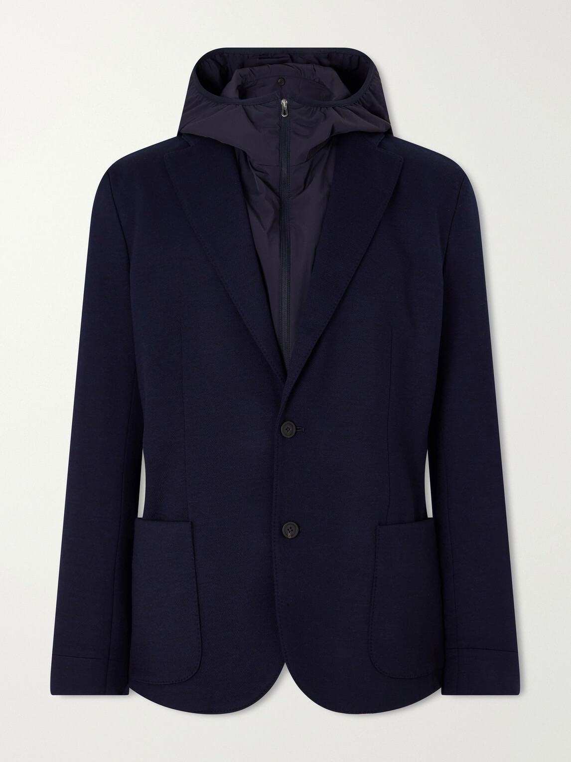 SEASE - Hodded Virgin Wool Blazer - Blue