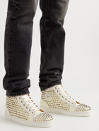 Christian Louboutin - Louis Spiked Full-Grain Leather High-Top Sneakers - White