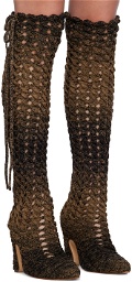 Isa Boulder Brown & Black SSENSE Exclusive Spiral Cable Boots