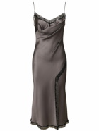 ALBERTA FERRETTI Satin & Lace Midi Dress