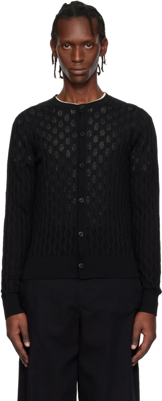 Photo: Dries Van Noten Black Open-Knit Cardigan