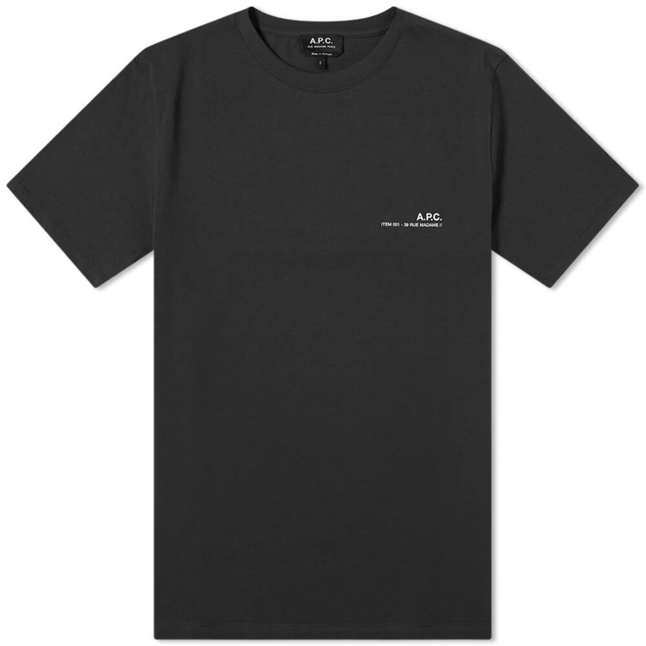 Photo: A.P.C. Men's Item Logo T-Shirt in Black