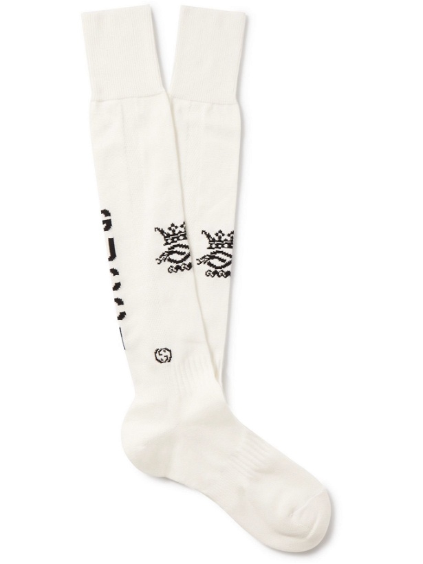 Photo: GUCCI - Logo-Intarsia Cotton-Blend Socks - White