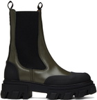 GANNI Green Leather Chelsea Boots