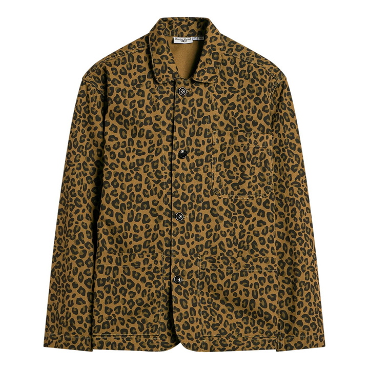 Photo: Service Works Men's Patterned Easy Chef Shirt in Brown Leopard