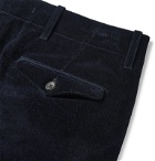 Connolly - Goodwood Tapered Cropped Pleated Cotton-Corduroy Trousers - Blue